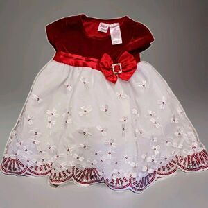 Blueberi Blvd Girls Red Velvet Sequin Tulle Dress 3-6 Months